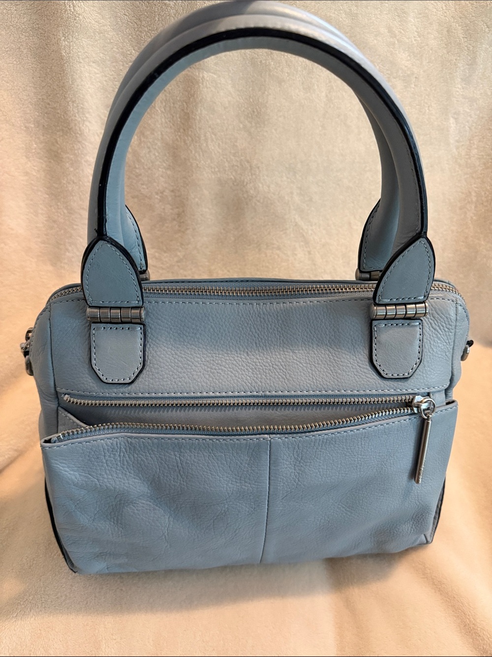 Elliott Lucca Light Blue, Body 100%Leather Top-Handle Satchel